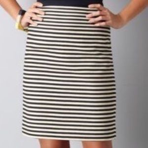 Loft Navy/Beige Stripe Textured Skirt